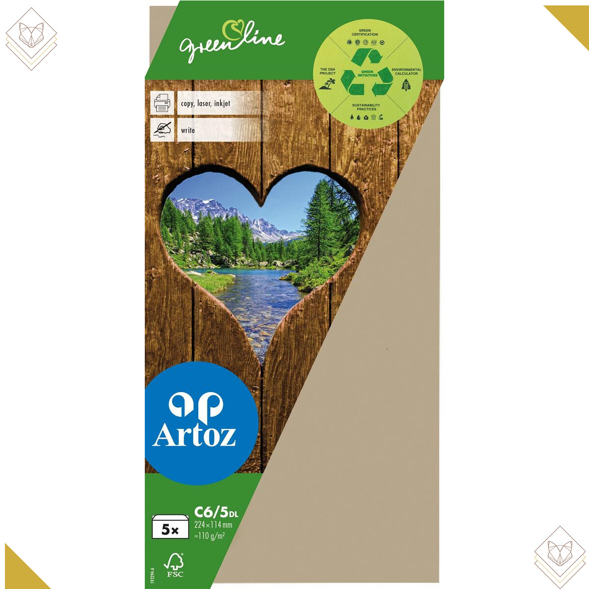 Greenline Pkg 5 Kuverts C 6/5 desert - Artoz - 19229418-584