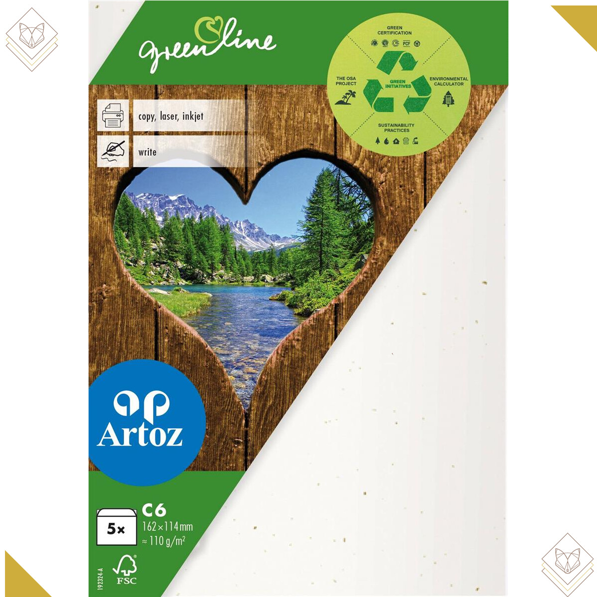 Greenline Pkg 5 Kuverts C6 tortilla - Artoz - 19232418-242