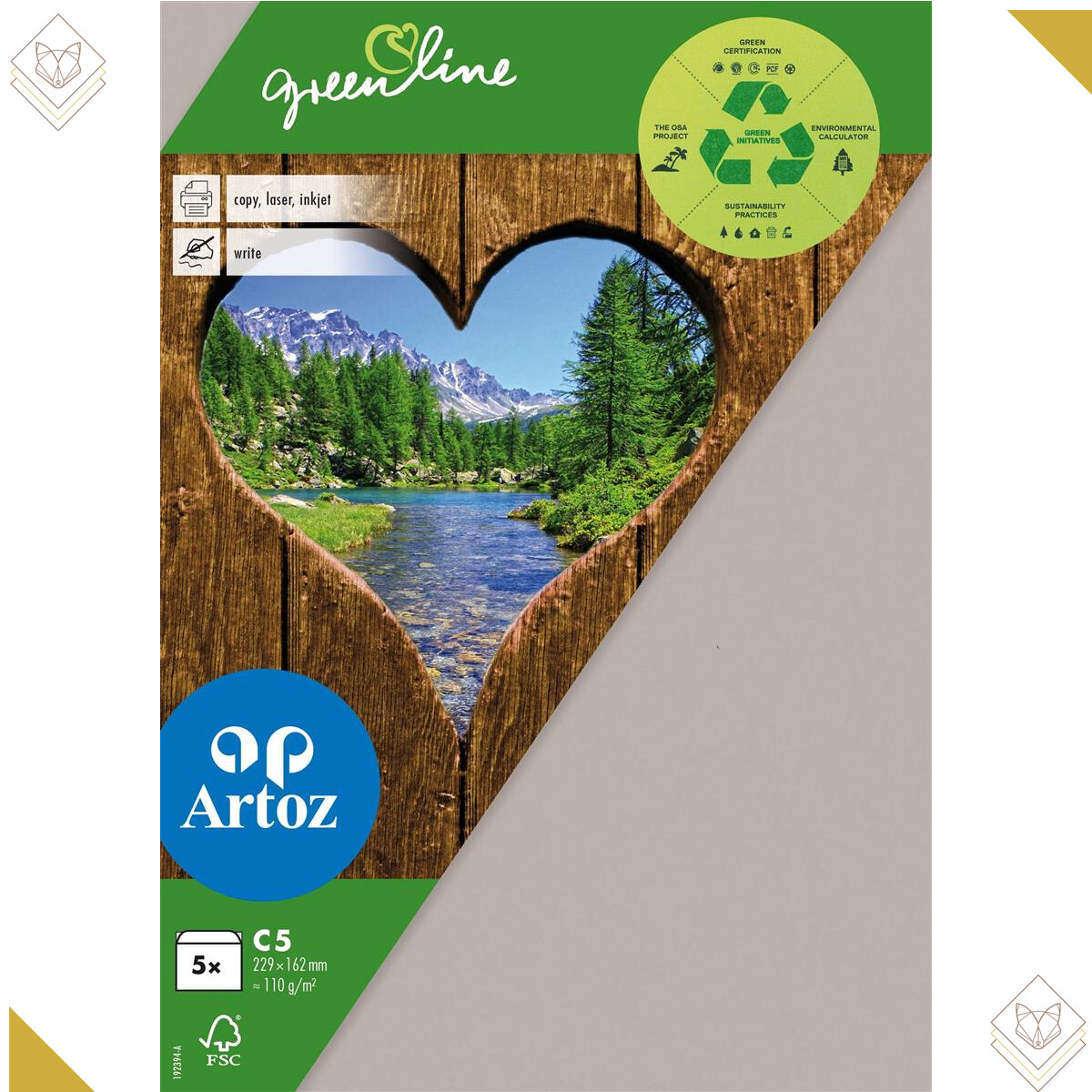 Greenline Pkg 5 Kuverts C5 beech - Artoz - 19239418-217