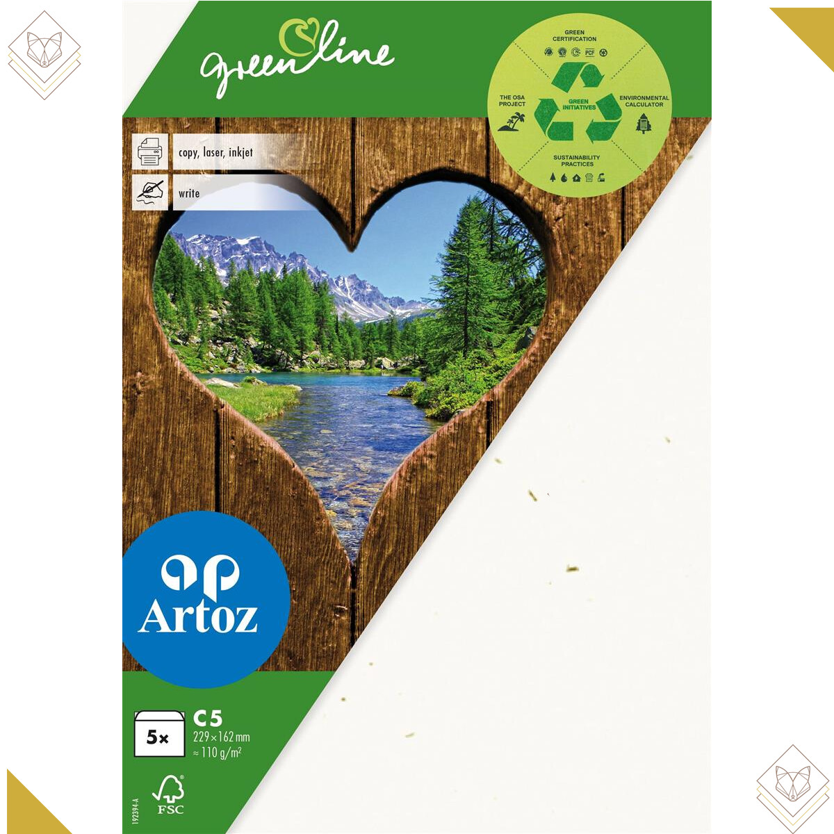Greenline Pkg 5 Kuverts C5 tortilla - Artoz - 19239418-242