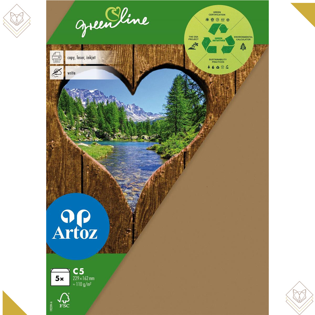 Greenline Pkg 5 Kuverts C5 grocer Kraft - Artoz -...