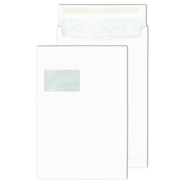 Securitex® Faltentaschen mit Fenster weiß 229x324x20 - C4
