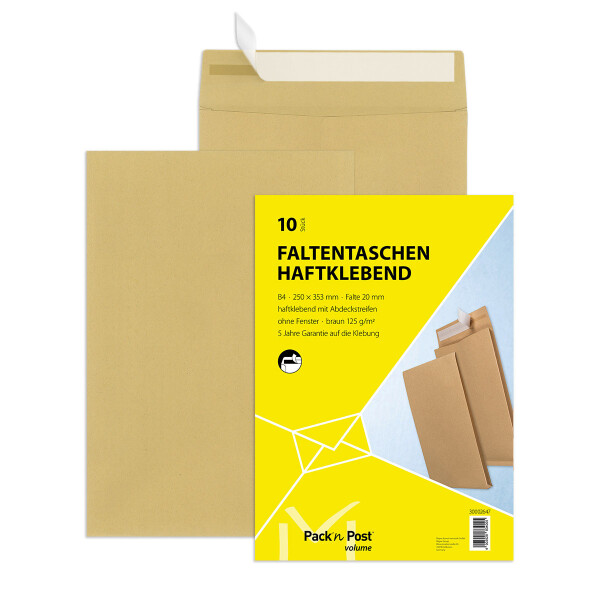 PacknPost® Faltentaschen braun 250x353x20 - B4