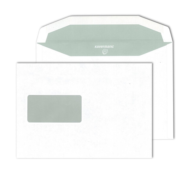 Kuvermatic® Kuvertierhüllen mit Fenster weiß 162x229 - C5