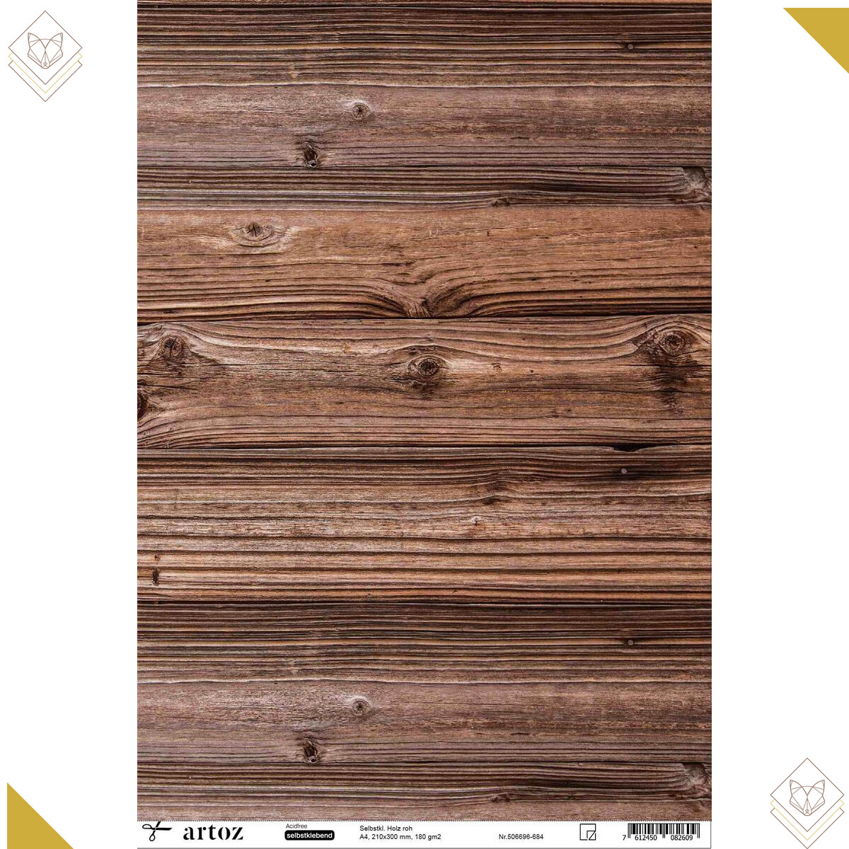 A4 Kreativpapier: Holz, Selbstklebend - Artoz - 506696-684