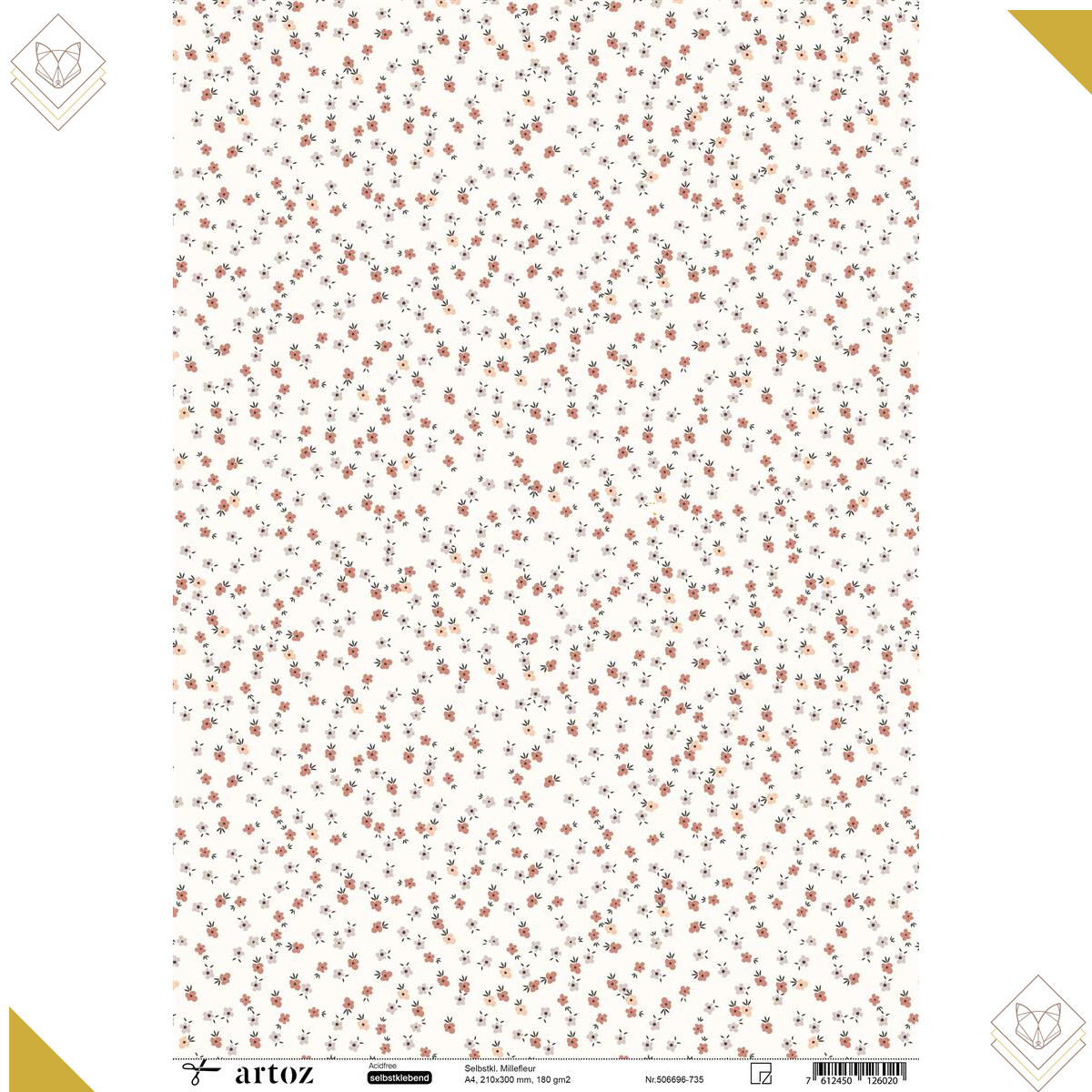 A4 Kreativpapier: Blumen (Millefleur), Selbstklebend -...