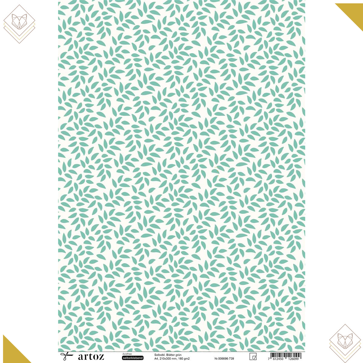 A4 Kreativpapier: Blätter grün, Selbstklebend -...