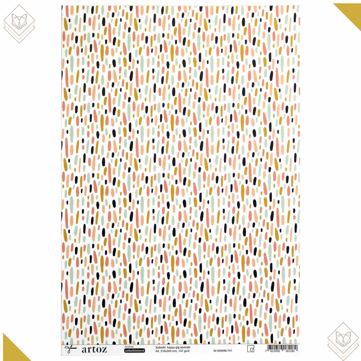 A4 Kreativpapier: Abstrakt bunt, Selbstklebend - Artoz -...