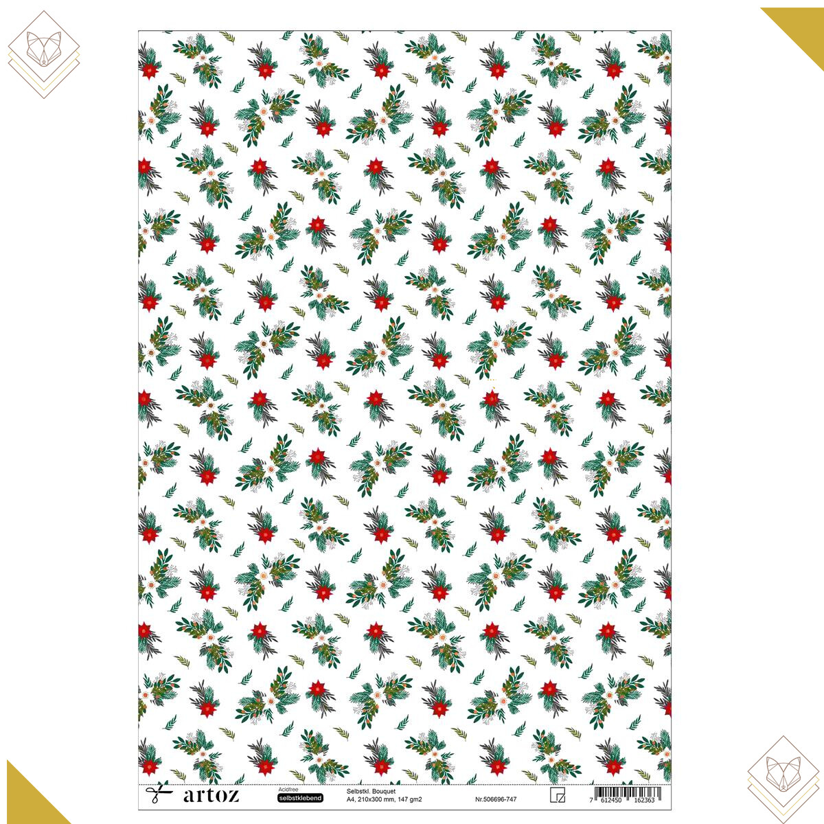 A4 Kreativpapier: Blumen (Bouquet), Selbstklebend - Artoz...