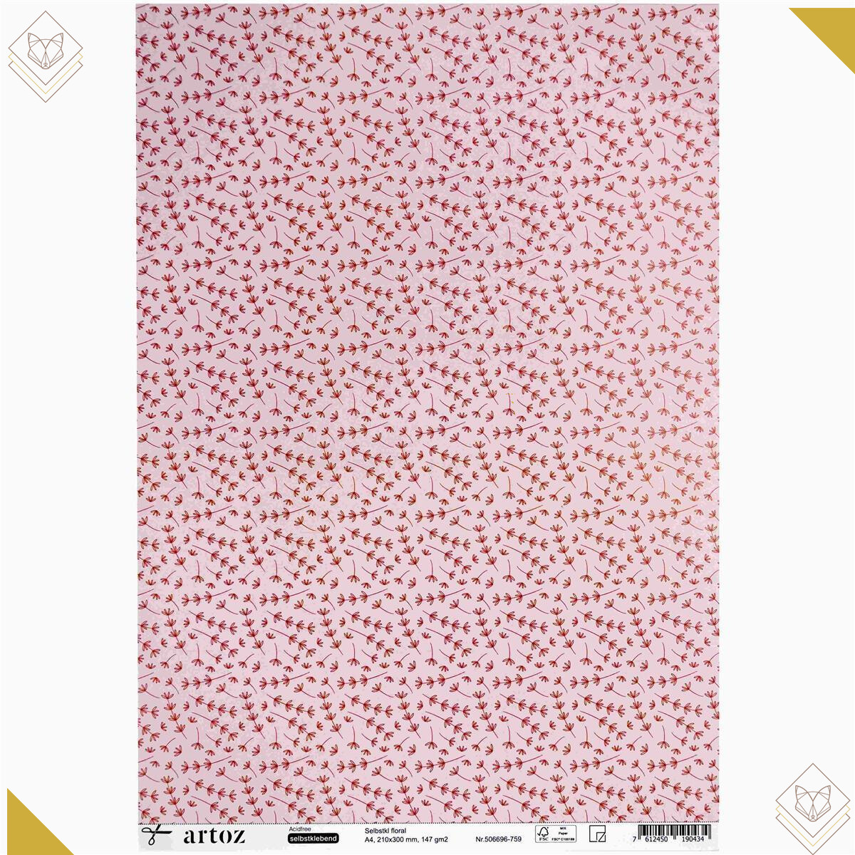 A4 Kreativpapier: Blumen (floral), Selbstklebend - Artoz...