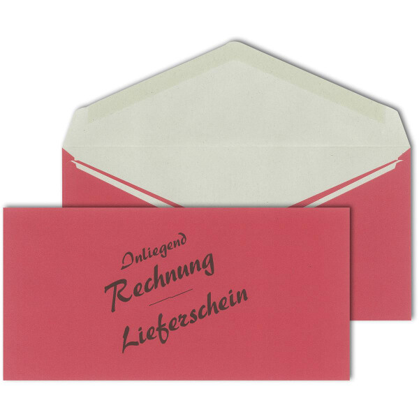MAILmedia® Briefhüllen rot 110x220 - DIN Lang - "Lieferschein/Rechnung"