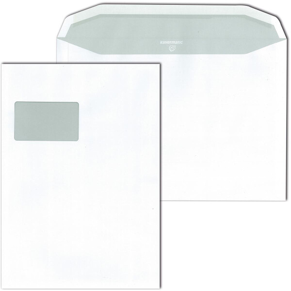 Kuvermatic® Kuvertierhüllen mit Fenster weiß 229x324 - C4
