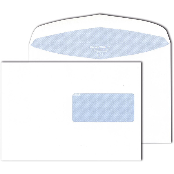 Kuvermatic® Kuvertierhüllen mit Fenster rechts weiß 162x229 - C5