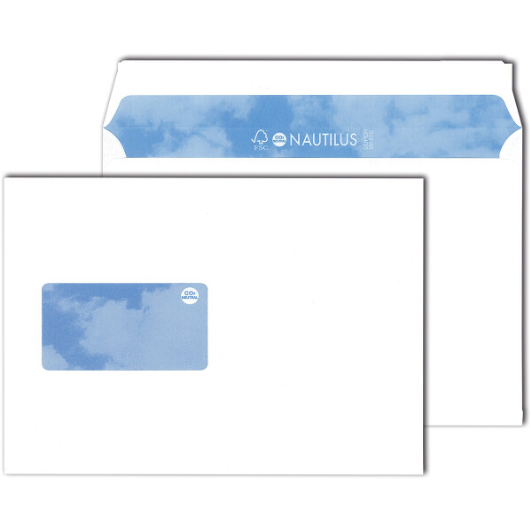 Nautilus® Briefhüllen mit Fenster weiß 162x229 - C5