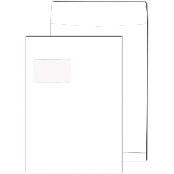 PacknPost® Faltentaschen mit Fenster weiß 229x324x20 - C4