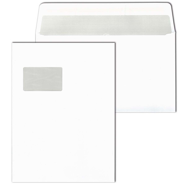 PacknPost® Faltenhüllen mit Fenster weiß 229x324x20 - C4