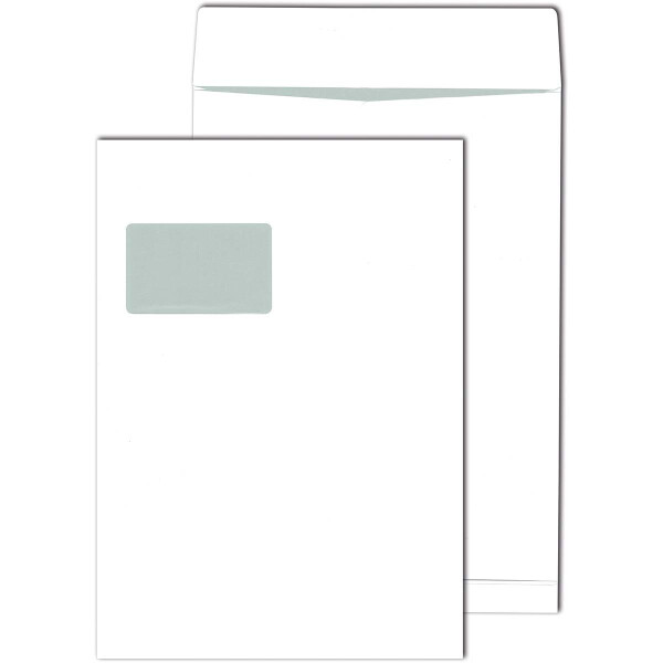 PacknPost® Faltentaschen mit Fenster weiß 229x324x20 - C4