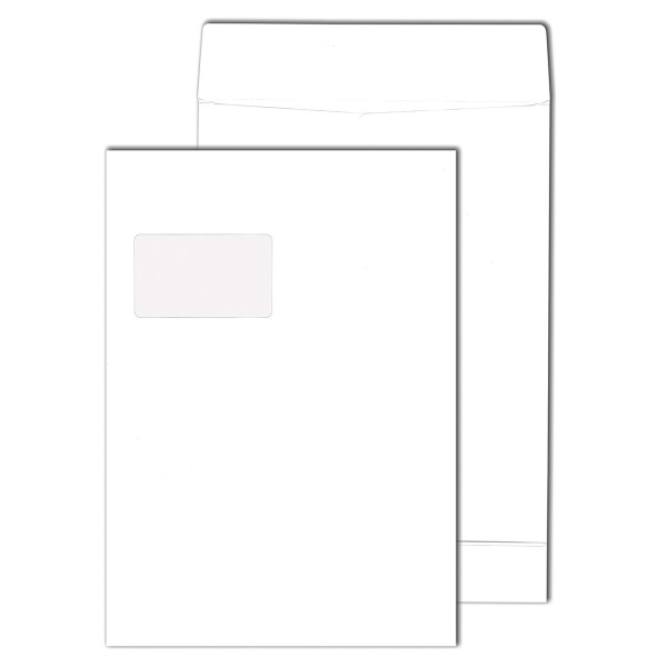 PacknPost® Faltentaschen mit Fenster weiß 229x324x40 - C4