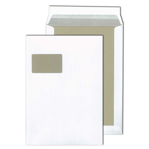 PacknPost® Papprückwandtaschen mit Fenster weiß 229x324 - C4