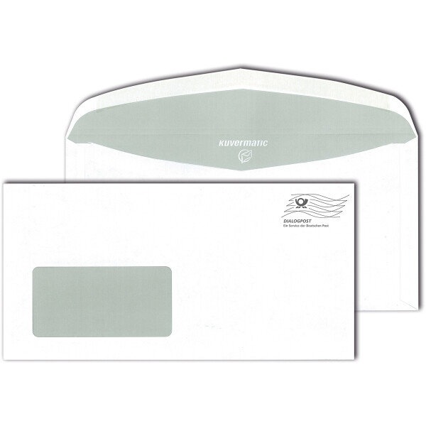 Kuvermatic® Kuvertierhüllen mit Fenster weiß 114x229 - C6/5 - DIALOGPOST "national"