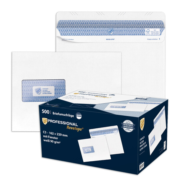 Professional® Briefhüllen mit Fenster weiß 162x229 - C5