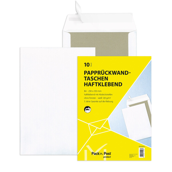 PacknPost® Papprückwandtaschen weiß 250x353 - B4