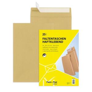 PacknPost® Faltentaschen braun 250x353x20 - B4