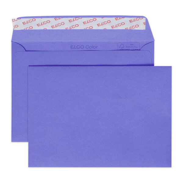 Color Box mit Deckel und 250 Kuverts, Haftklebeverschluss, C6_violett