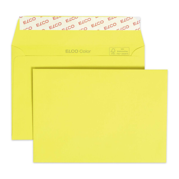 Color Box mit Deckel und 250 Kuverts, Haftklebeverschluss, C6_i-gelb