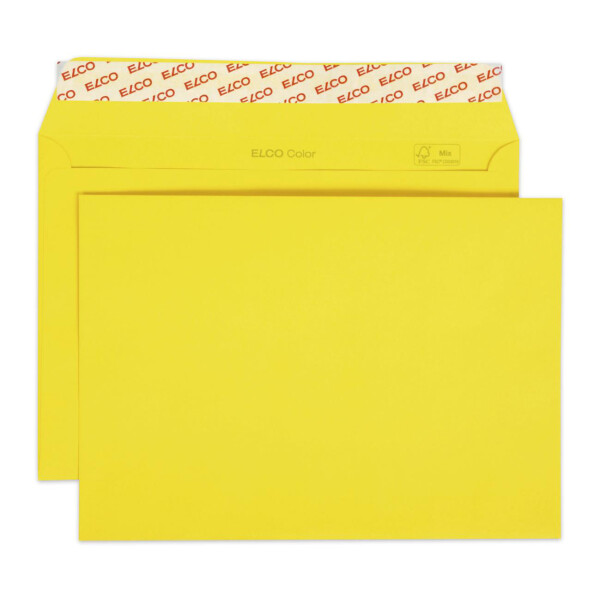 Color Box mit Deckel und 250 Kuverts, Haftklebeverschluss, C5_g-gelb