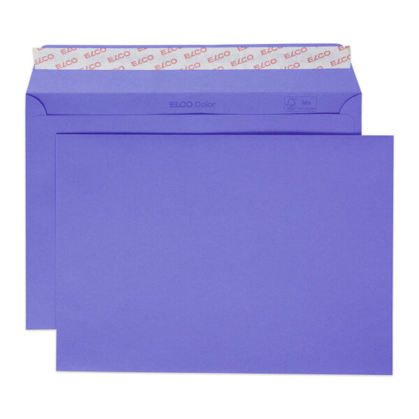 Color Box mit Deckel und 250 Kuverts, Haftklebeverschluss, C5_violett