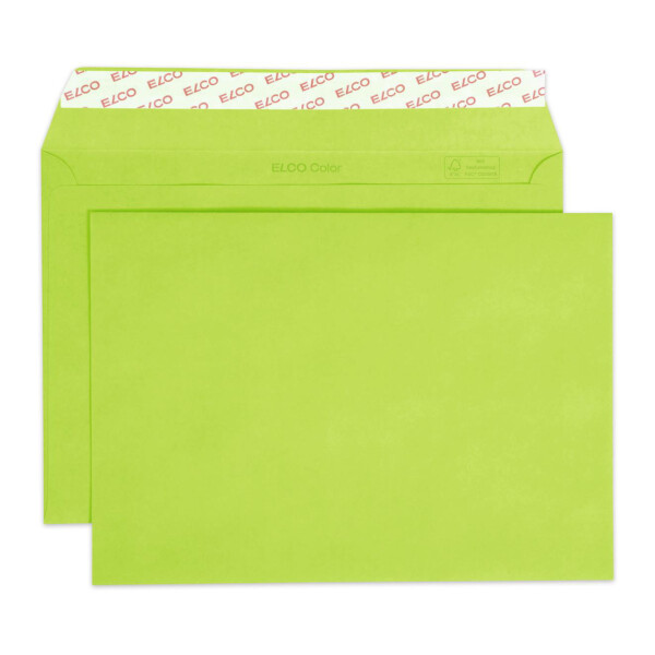 Color Box mit Deckel und 250 Kuverts, Haftklebeverschluss, C5_grün