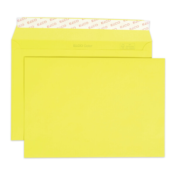 Color Box mit Deckel und 250 Kuverts, Haftklebeverschluss, C5_i-gelb