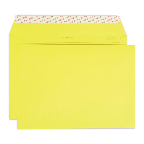 Color Box mit Deckel und 200 Kuverts, Haftklebeverschluss, C4_i-gelb