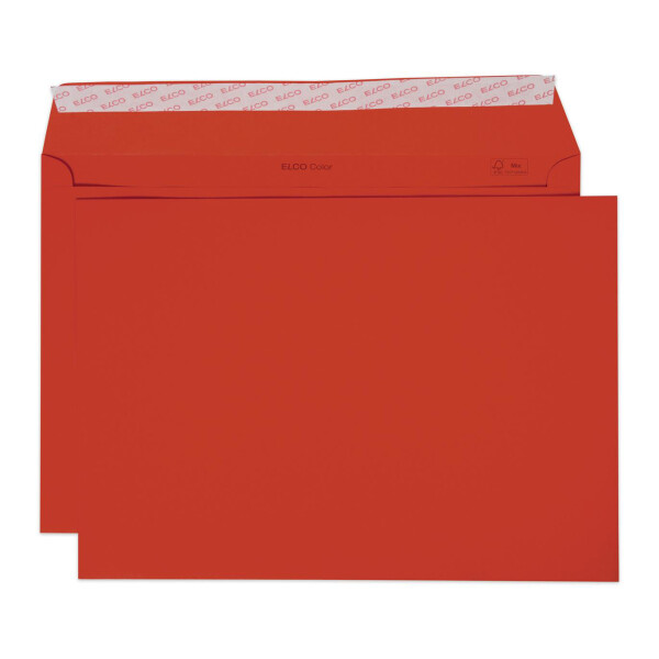 Color Box mit Deckel und 200 Kuverts, Haftklebeverschluss, C4_i-rot