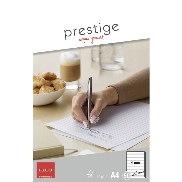 Prestige Schreibblock mit Löschblatt, 50 Blatt, A4