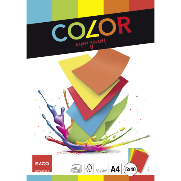 Color CelloZip mit 200 Blatt Büropapier, A4_bunt