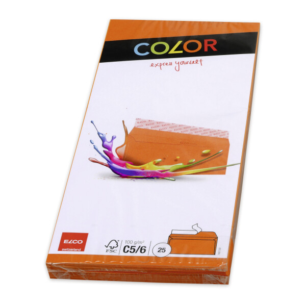 Color CelloZip mit 25 Kuverts, Haftklebeverschluss, C6-5_orange