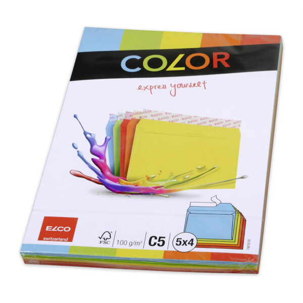 Color CelloZip mit 20 Kuverts, Haftklebeverschluss, C5_bunt