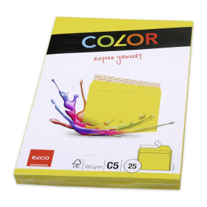 Color CelloZip mit 25 Kuverts, Haftklebeverschluss, C5_gelb