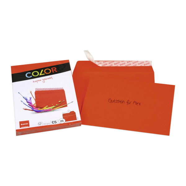 Color CelloZip mit 25 Kuverts, Haftklebeverschluss, C5_rot