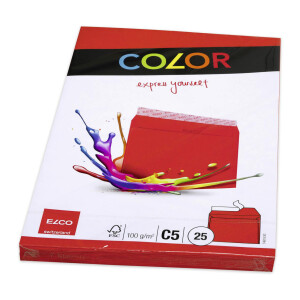 Color CelloZip mit 25 Kuverts, Haftklebeverschluss, C5_rot