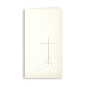 Trauerkarte hd, Kreuz mit Blumen