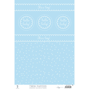 Twin Paper, Baby Blue - Hello Baby, blue