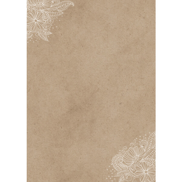 Designblatt DIN A4. florales Ornament Kraft HF weiß