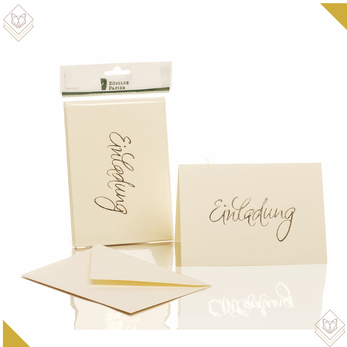 Einladung-B6hd/B6, 5/5 - chamois ger.(08) m. HF/gold -...