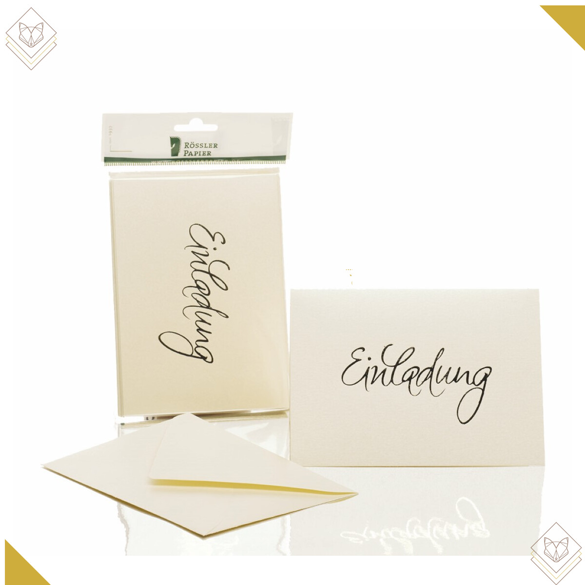 Einladung-B6hd/B6, 5/5 - candle light (303) m. HF/gold -...