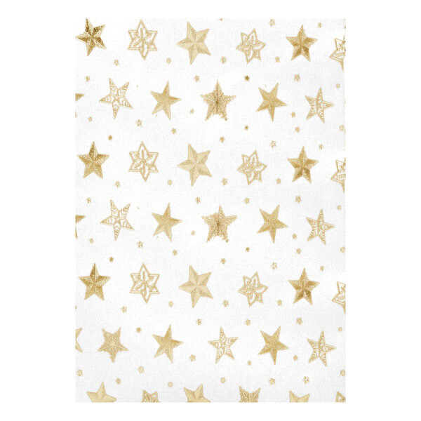 W-Kreativblatt DIN A4 Golden Stars, HF gold, Milk metallic